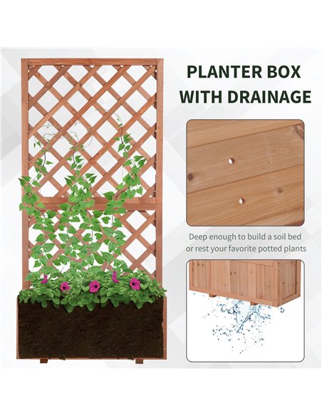 Outsunny Garden Wooden Pine Trough Planter with Topped Trellis Climbing Plants Flower Raised Bed 845-127 - pic 46475 | FastDaddyshop