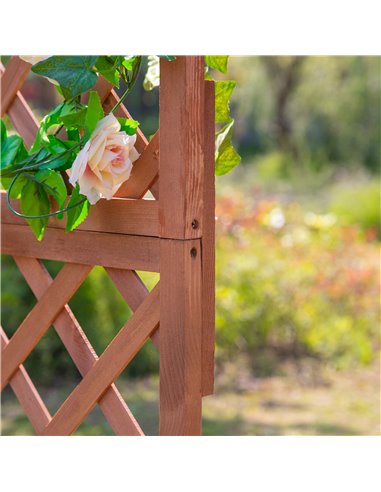 Outsunny Garden Wooden Pine Trough Planter with Topped Trellis Climbing Plants Flower Raised Bed 845-127