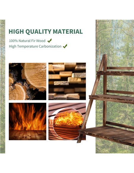 Outsunny 3 Tier Flower Stand Wood Folding Planter Ladder Display Shelf Rack for Garden Outdoor Backyard 100Lx37Wx93H(cm) 845-113 - pic 46492 | FastDaddyshop