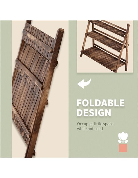 Outsunny 3 Tier Flower Stand Wood Folding Planter Ladder Display Shelf Rack for Garden Outdoor Backyard 100Lx37Wx93H(cm) 845-113 - pic 46494 | FastDaddyshop