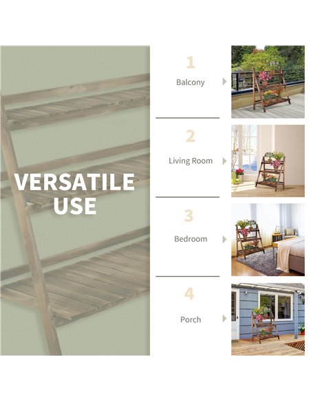 Outsunny 3 Tier Flower Stand Wood Folding Planter Ladder Display Shelf Rack for Garden Outdoor Backyard 100Lx37Wx93H(cm) 845-113 - pic 46495 | FastDaddyshop