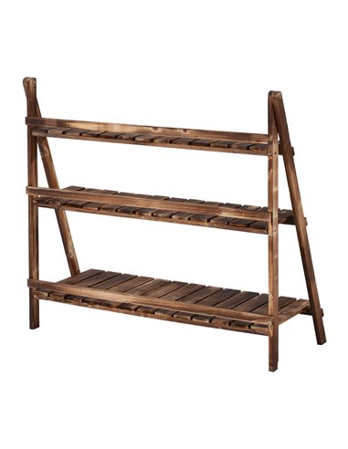 Outsunny 3 Tier Flower Stand Wood Folding Planter Ladder Display Shelf Rack for Garden Outdoor Backyard 100Lx37Wx93H(cm) 845-113