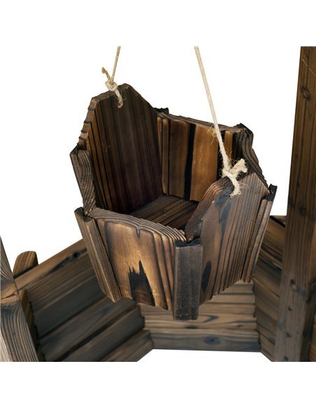 Outsunny Wooden Wishing Well Planter Outdoor Flower Pot Backyard Garden Decor w/ Bucket 844-130 - pic 46514 | FastDaddyshop