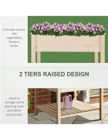 Outsunny Wooden Planter Elevated Garden Planting Bed Stand Outdoor Flower Box w/ Storage Shelf 845-241 - pic 46537 | FastDaddyshop