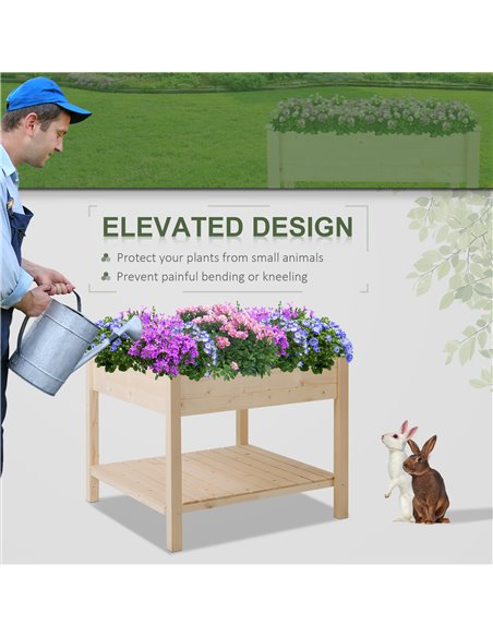 Outsunny Wooden Planter Elevated Garden Planting Bed Stand Outdoor Flower Box w/ Storage Shelf 845-241 - pic 46539 | FastDaddyshop