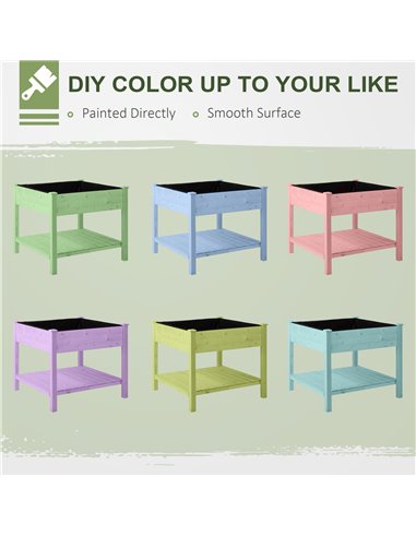 Outsunny Wooden Planter Elevated Garden Planting Bed Stand Outdoor Flower Box w/ Storage Shelf 845-241