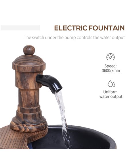 Outsunny Fir Wood Garden Water Features W/ Flower Planter, Φ27x37H cm 844-217V01 - pic 46546 | FastDaddyshop