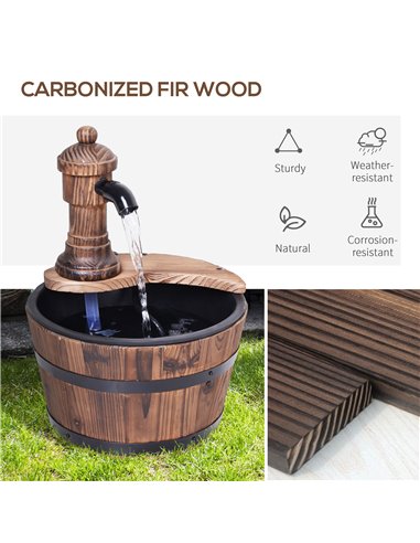 Outsunny Fir Wood Garden Water Features W/ Flower Planter, Φ27x37H cm 844-217V01