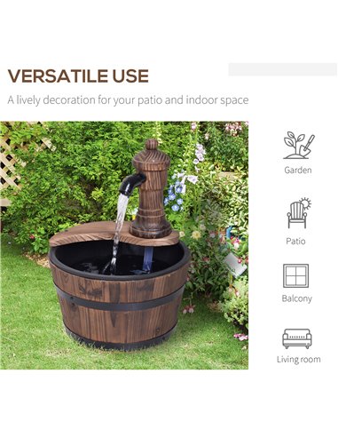 Outsunny Fir Wood Garden Water Features W/ Flower Planter, Φ27x37H cm 844-217V01
