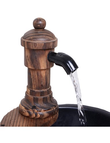Outsunny Fir Wood Garden Water Features W/ Flower Planter, Φ27x37H cm 844-217V01