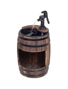 Outsunny Wood Barrel Patio Water Fountain Electric Pump 844-218V01