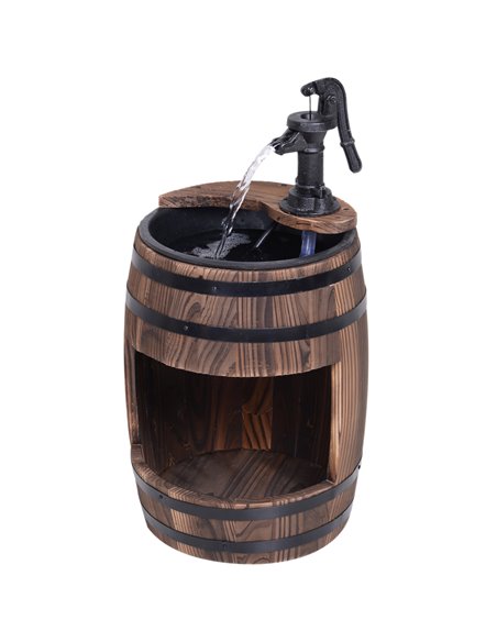 Outsunny Wood Barrel Patio Water Fountain Electric Pump 844-218V01 - pic 46552 | FastDaddyshop