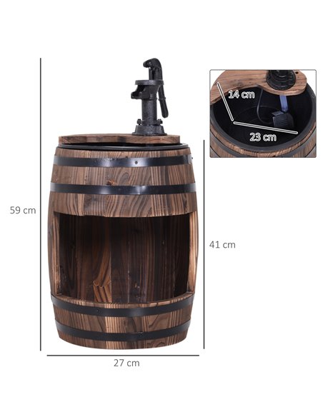 Outsunny Wood Barrel Patio Water Fountain Electric Pump 844-218V01 - pic 46554 | FastDaddyshop