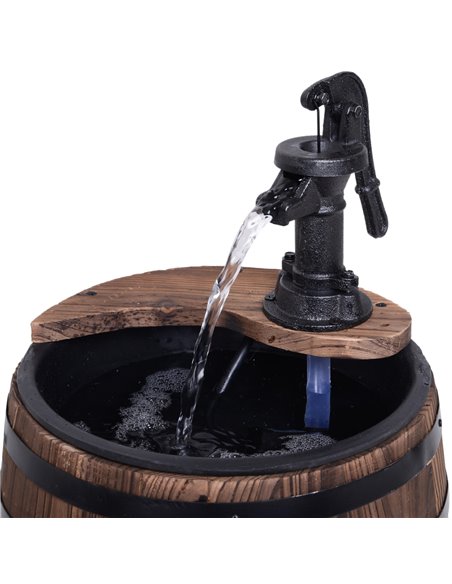 Outsunny Wood Barrel Patio Water Fountain Electric Pump Garden Decorative Ornament with Flower Planter Decor 844-218V01 - pic 46559 | FastDaddyshop
