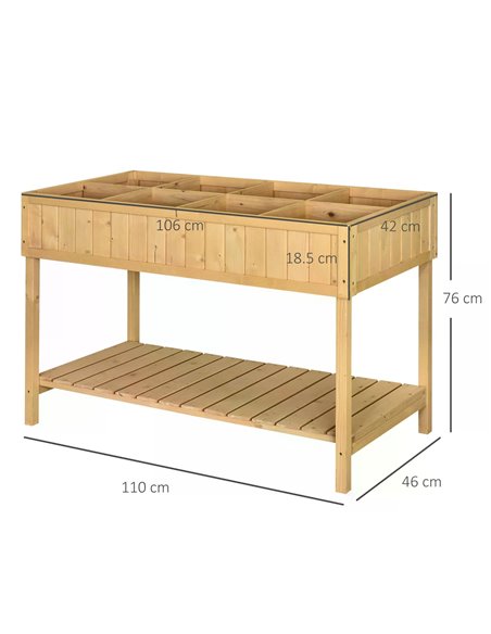 Outsunny Garden Wooden Planters, Flower Box Raised, Rectangular 8 Compartment Plant Stand, Oak Tone 845-238V01 - pic 46563 | FastDaddyshop