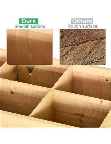 Outsunny Garden Wooden Planters, Flower Box Raised, Rectangular 8 Compartment Plant Stand, Oak Tone 845-238V01