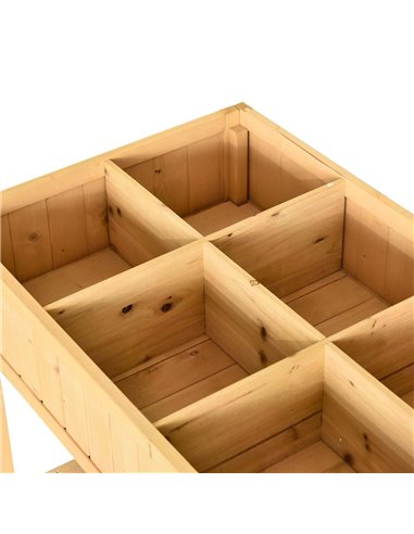Outsunny Garden Wooden Planters, Flower Box Raised, Rectangular 8 Compartment Plant Stand, Oak Tone 845-238V01
