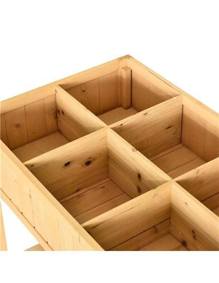 Outsunny Garden Wooden Planters, Flower Box Raised, Rectangular 8 Compartment Plant Stand, Oak Tone 845-238V01 - pic 46568 | FastDaddyshop