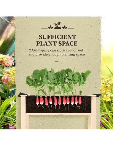 Outsunny Garden Wooden Planters， Rectangular Raised Bed, Fir Wood，Indoor/Outdoor, Planter Vegetable Herb Holder Display, Oak Ton