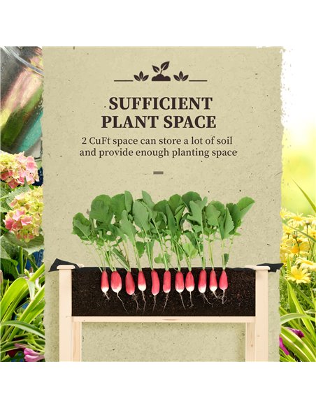 Outsunny Garden Wooden Planters， Rectangular Raised Bed, Fir Wood，Indoor/Outdoor, Planter Vegetable Herb Holder Display, Oak Ton - pic 46573 | FastDaddyshop