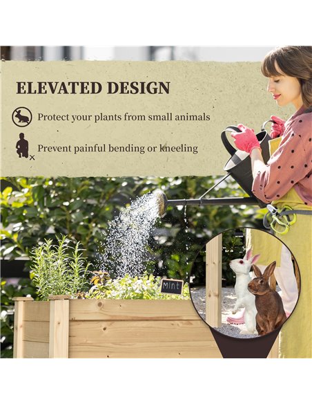 Outsunny Garden Wooden Planters， Rectangular Raised Bed, Fir Wood，Indoor/Outdoor, Planter Vegetable Herb Holder Display, Oak Ton - pic 46574 | FastDaddyshop