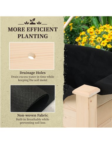 Outsunny Garden Wooden Planters， Rectangular Raised Bed, Fir Wood，Indoor/Outdoor, Planter Vegetable Herb Holder Display, Oak Ton