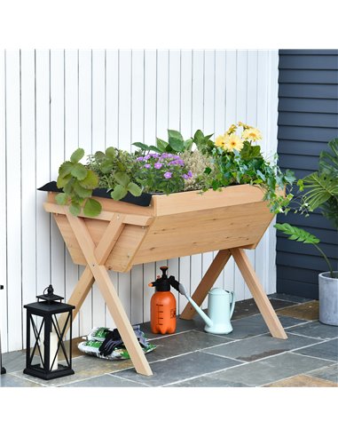 Outsunny Wooden Planter Raised Bed Container Garden Plant Stand, 845-288