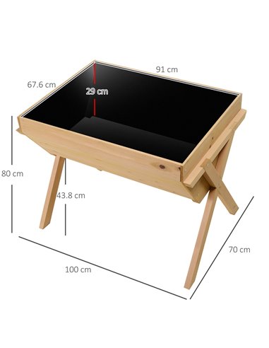 Outsunny Wooden Planter Raised Bed Container Garden Plant Stand Vegetable Flower Box with Liner 100 L x 70 W x 80 H cm 845-288
