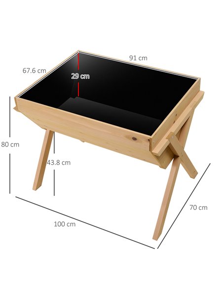 Outsunny Wooden Planter Raised Bed Container Garden Plant Stand Vegetable Flower Box with Liner 100 L x 70 W x 80 H cm 845-288 - pic 46581 | FastDaddyshop