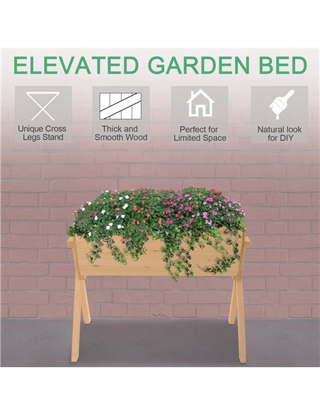 Outsunny Wooden Planter Raised Bed Container Garden Plant Stand Vegetable Flower Box with Liner 100 L x 70 W x 80 H cm 845-288 - pic 46584 | FastDaddyshop