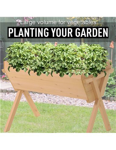 Outsunny Wooden Planter Raised Bed Container Garden Plant Stand Vegetable Flower Box with Liner 100 L x 70 W x 80 H cm 845-288