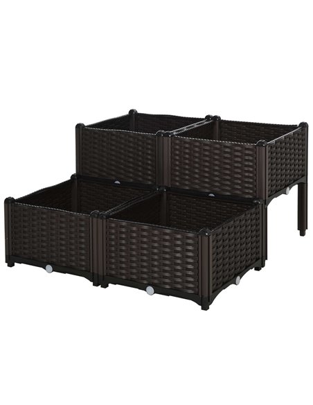Outsunny Set of 4 Garden Raised Bed, Flower Plant, Brown 845-290V02 - pic 46588 | FastDaddyshop