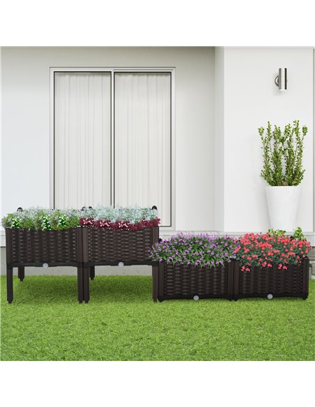 Outsunny Set of 4 Garden Raised Bed, Flower Plant, Brown 845-290V02 - pic 46589 | FastDaddyshop