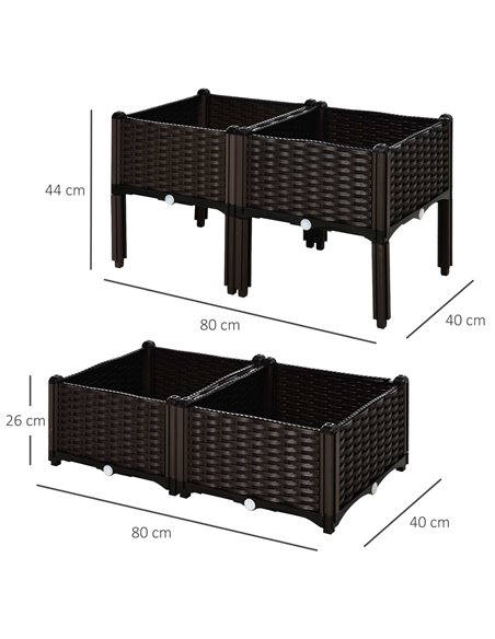 Outsunny Set of 4 Garden Raised Bed, Flower Plant, Brown 845-290V02 - pic 46590 | FastDaddyshop
