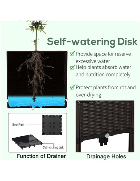 Outsunny Set of 4 Garden Raised Bed Elevated Patio Flower Plant Planter Box PP Vegetables Planting Container, Brown 845-290V02 - pic 46593 | FastDaddyshop