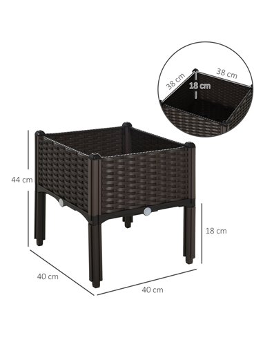 Outsunny Garden Raised Bed Elevated Patio Flower Plant, 845-290