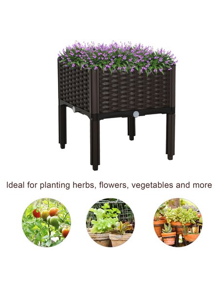 Outsunny Garden Raised Bed Elevated Patio Flower Plant Planter Box Vegetables Planting Container PP 845-290 - pic 46601 | FastDaddyshop
