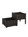 Outsunny Set of 2 Garden Raised Bed Elevated Patio Flower Plant, Brown 845-290V01