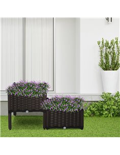 Outsunny Set of 2 Garden Raised Bed Elevated Patio Flower Plant, Brown 845-290V01 2