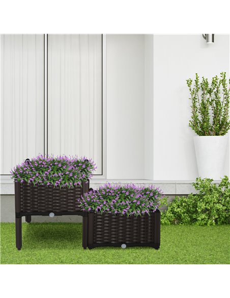 Outsunny Set of 2 Garden Raised Bed Elevated Patio Flower Plant, Brown 845-290V01 - pic 46607 | FastDaddyshop