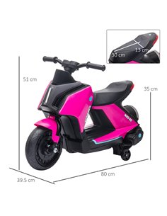 HOMCOM 6V Kids Electric Motorbike Ride On Toy w/ Music Headlights Safety Training Wheels for Girls Boy 2-4 Years Pink 2