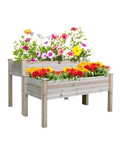 Outsunny 2-Piece Solid Fir Wood Plant Raised Bed, 845-321