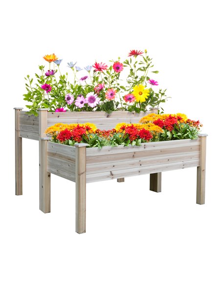Outsunny 2-Piece Solid Fir Wood Plant Raised Bed, 845-321 - pic 46615 | FastDaddyshop