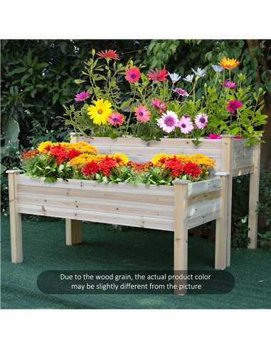 Outsunny 2-Piece Solid Fir Wood Plant Raised Bed, 845-321