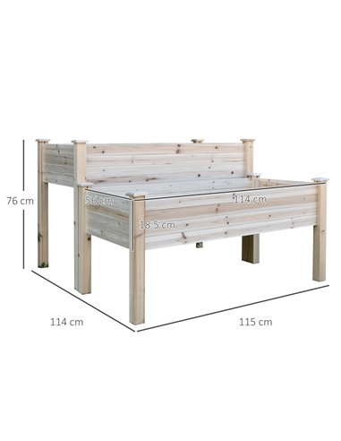 Outsunny 2-Piece Solid Fir Wood Plant Raised Bed Flower Vegetable Herb Grow Box Stand Garden Step Planter Stand Free Combination