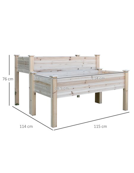 Outsunny 2-Piece Solid Fir Wood Plant Raised Bed Flower Vegetable Herb Grow Box Stand Garden Step Planter Stand Free Combination - pic 46617 | FastDaddyshop