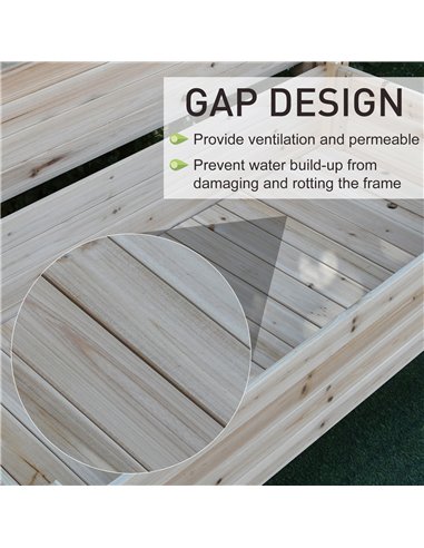 Outsunny 2-Piece Solid Fir Wood Plant Raised Bed Flower Vegetable Herb Grow Box Stand Garden Step Planter Stand Free Combination