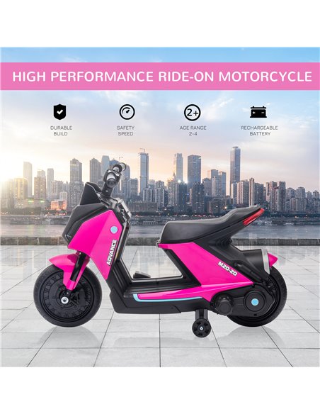 HOMCOM 6V Kids Electric Motorbike Ride On Toy w/ Music Headlights Safety Training Wheels for Girls Boy 2-4 Years Pink - pic 4662 | FastDaddyshop