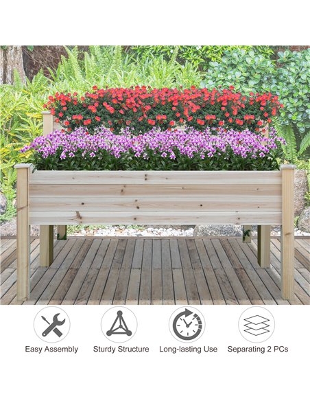 Outsunny 2-Piece Solid Fir Wood Plant Raised Bed Flower Vegetable Herb Grow Box Stand Garden Step Planter Stand Free Combination - pic 46620 | FastDaddyshop