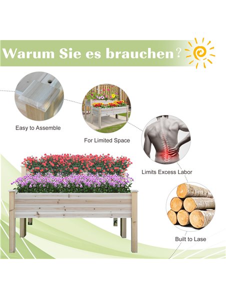 Outsunny 2-Piece Solid Fir Wood Plant Raised Bed Flower Vegetable Herb Grow Box Stand Garden Step Planter Stand Free Combination - pic 46621 | FastDaddyshop